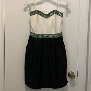 Strapless black & white dress